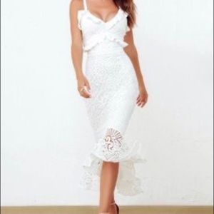 Angel Biba white lace midi dress size S